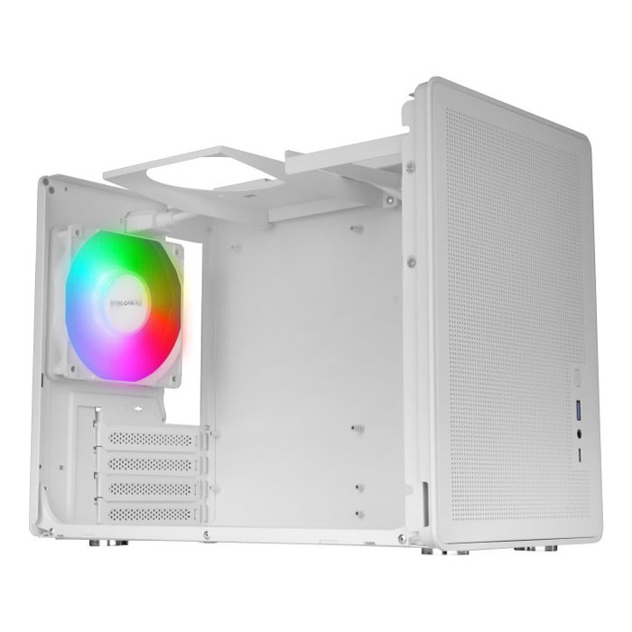 Mars Gaming MC-XPS Boîtier PC Mini Tower Blanche avec Panneau en Verre Trempé et MESH USB 3.2