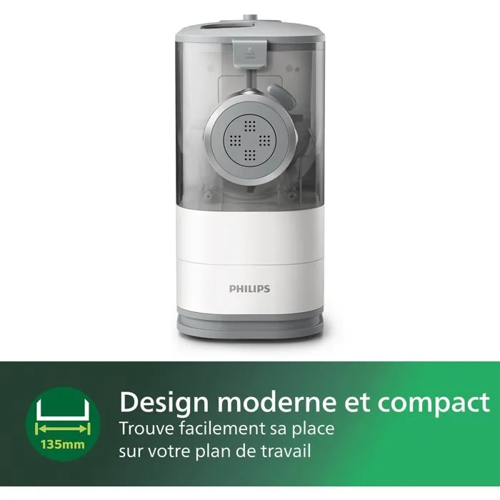 Philips HR2345/19 Machine à Pâtes Fraîches Automatique - Série 5000 - 150W - 4 Disques (Spaghetti, Penne, Fettuccine, Lasagne) - Blanc
