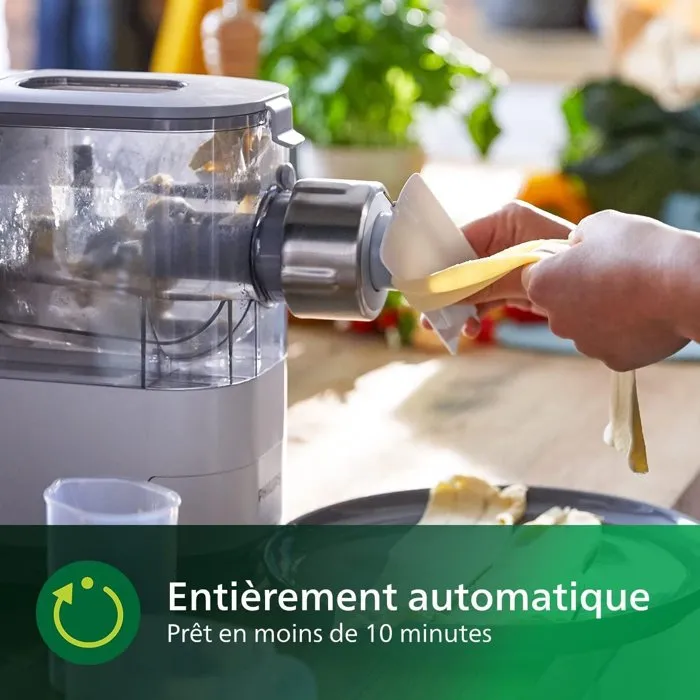 Philips HR2345/19 Machine à Pâtes Fraîches Automatique - Série 5000 - 150W - 4 Disques (Spaghetti, Penne, Fettuccine, Lasagne) - Blanc