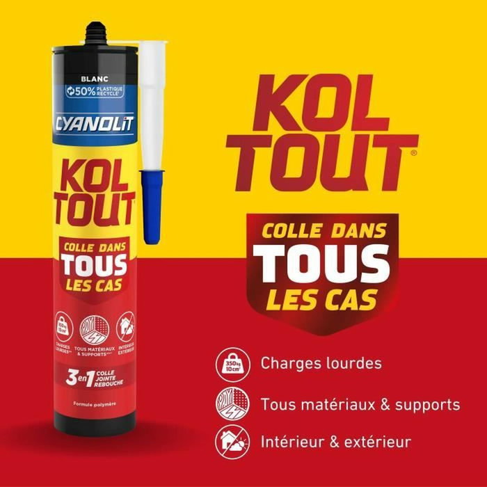Cyanolit Colle de fixation et d'étanchéité - Blanc - Cartouche 290 ml