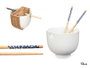 Kinvara Bowl en grès blanc avec baguettes en bambou asiatique 24 x 10.7 x 13.3 cm (Set de 12)