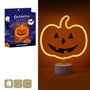 Juinsa Décoration citrouille halloween avec support et lumière néon - Environ 26,5 x 22,8 cm