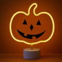 Juinsa Décoration citrouille halloween avec support et lumière néon - Environ 26,5 x 22,8 cm