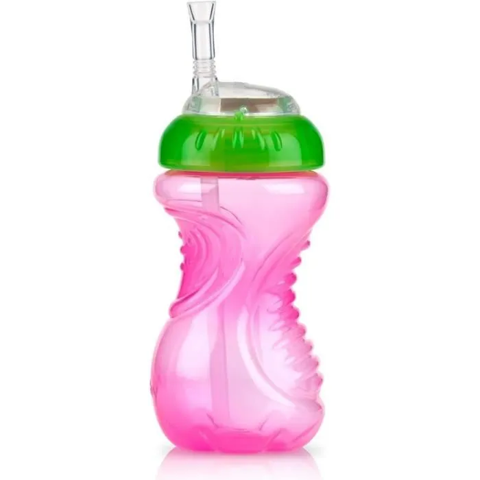 Nuby Lot de 3 Tasses Anti-Fuite avec Paille Flexible Soft Flex, Valve TOUCH-FLO - Gobelet 300 ml - Modèle pour Enfant