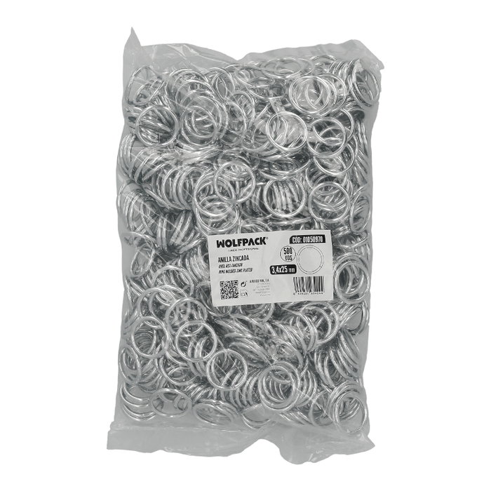 WOLFPACK LINEA PROFESIONAL Anneau zingué 3,4x25 mm (sac de 500 unités) WOLFPACK LINEA PROFESIONAL Anneau zingué 3,4x25 mm (sac de 500 unités)