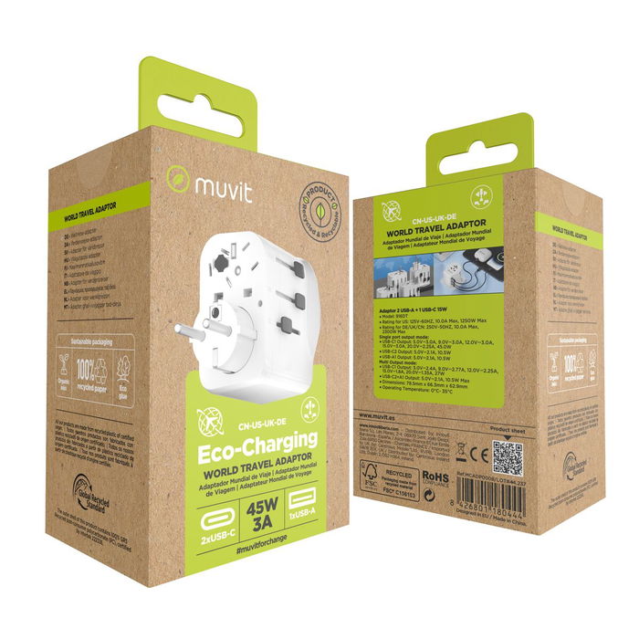 Multiprise Muvit for Change Plastique 45 W Multiprise Muvit for Change Plastique 45 W