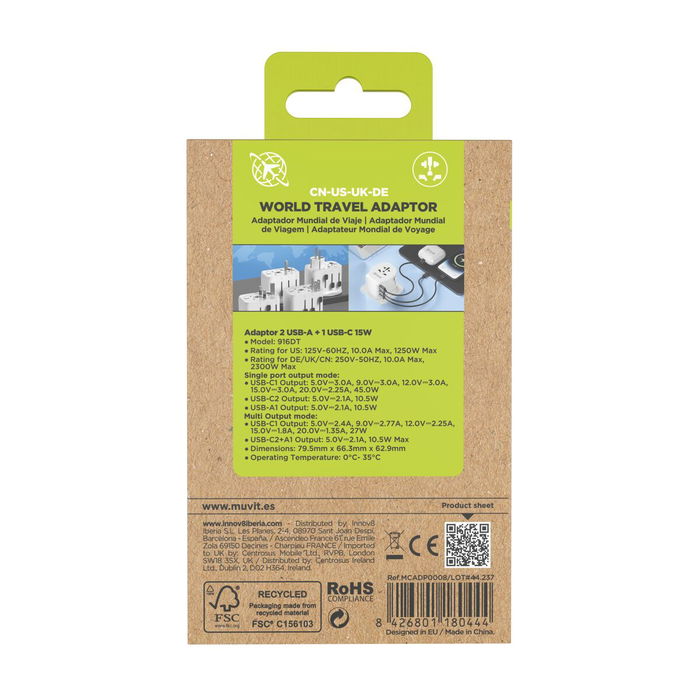 Multiprise Muvit for Change Plastique 45 W Multiprise Muvit for Change Plastique 45 W