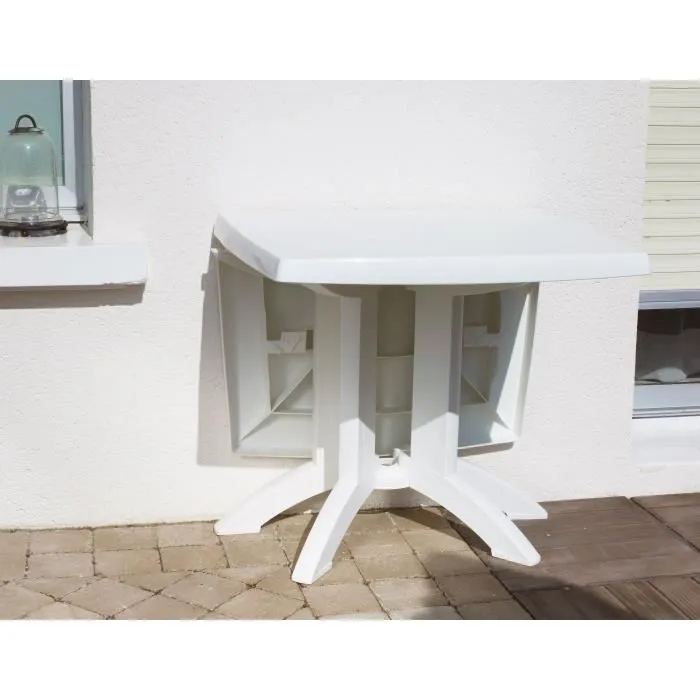 Grill Me Table de Jardin Pliante Vega Résine Blanc 118 x 77 cm