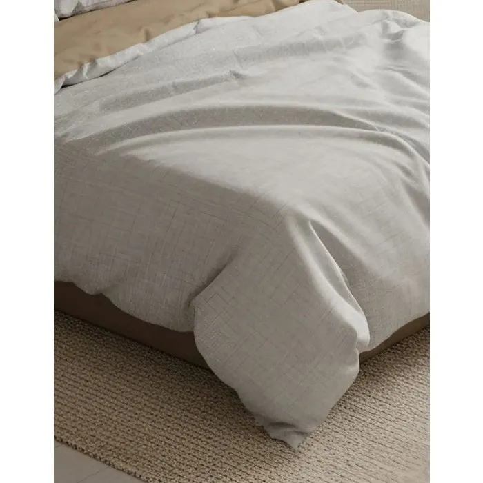 Parure de lit beige en coton renforcé - 140 x 200 cm + 1 taie d'oreiller 60 x 60 cm