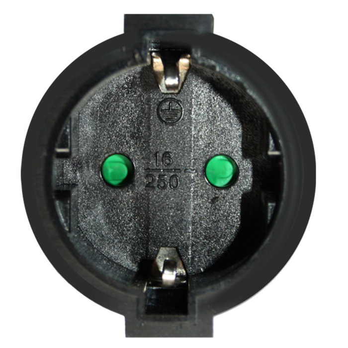 Silver Prolongateur Électrique 3 m Noir, 3 500 W, 16 A, 250 V, Câble H05VV-F, Caoutchouc et Cuivre