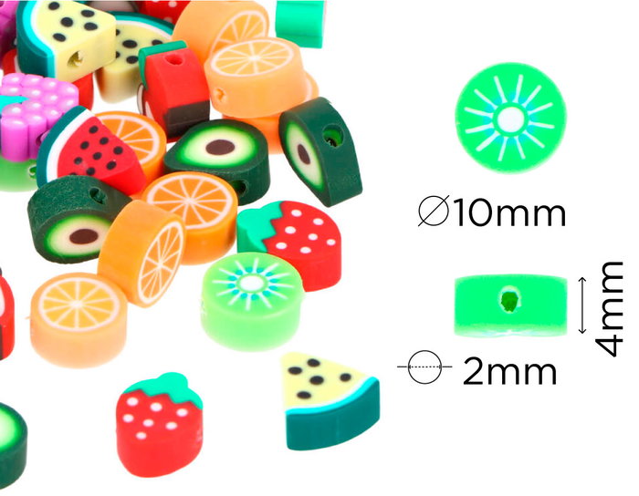 Innspiro Perles en pâte polymère forme de fruits, 50 pièces de 10mm
