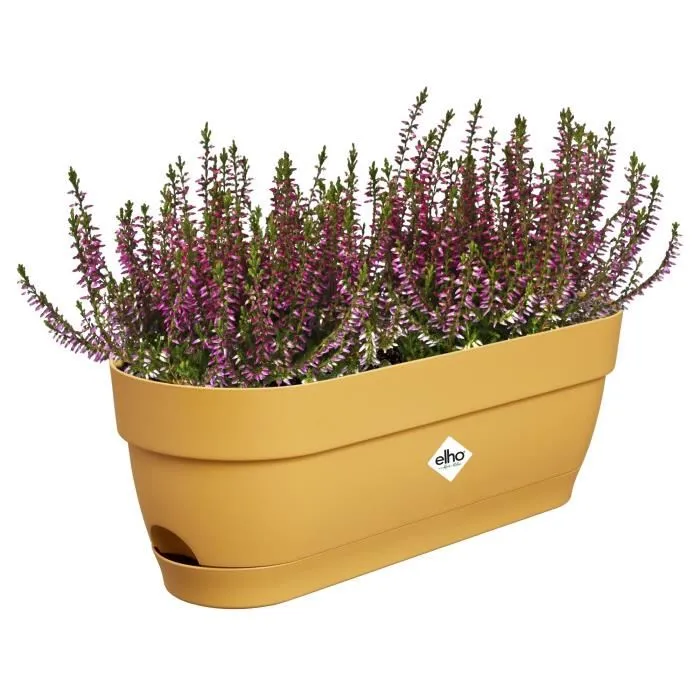 Elho Balconnière ovale Vibia Campana - Réservoir d'eau intégré - Plastique recyclé - 50 x 18.2 x 17 cm - Jaune Miel