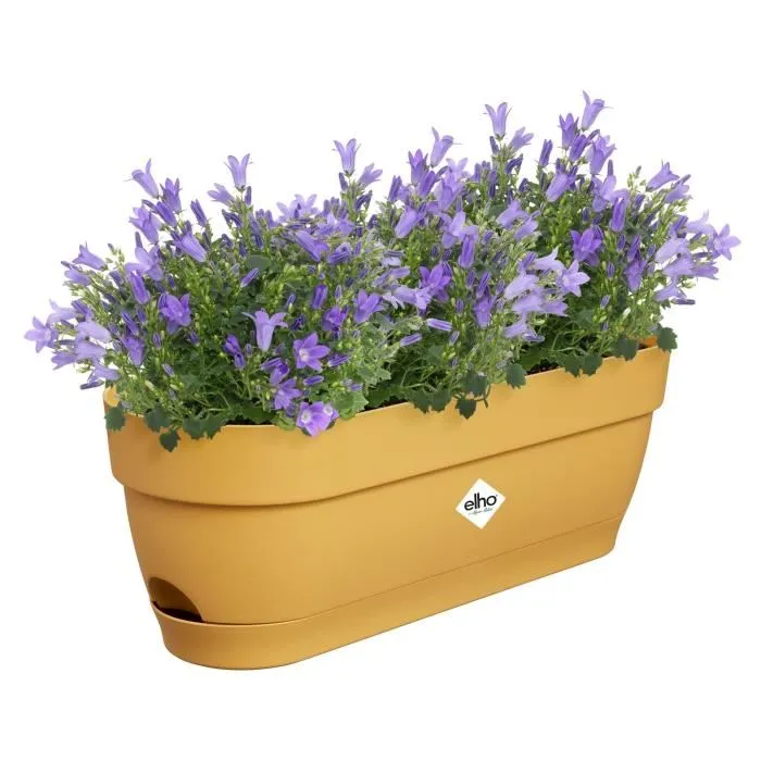 Elho Balconnière ovale Vibia Campana - Réservoir d'eau intégré - Plastique recyclé - 50 x 18.2 x 17 cm - Jaune Miel