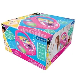 Lexibook LECTEUR CD Bluetooth Disney Princess - Lecteur CD enfant avec effets lumineux multicolores, Bluetooth 5.0, prise auxiliaire et micro, portable