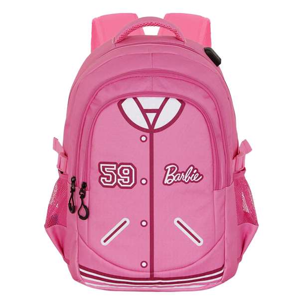 Barbie - Sac à dos Run Plus Fan Varsity - Capacité XXL, compartiments multiples, dos aéré, port USB, repoussant l'eau - Dimensions 44x34x21 cm