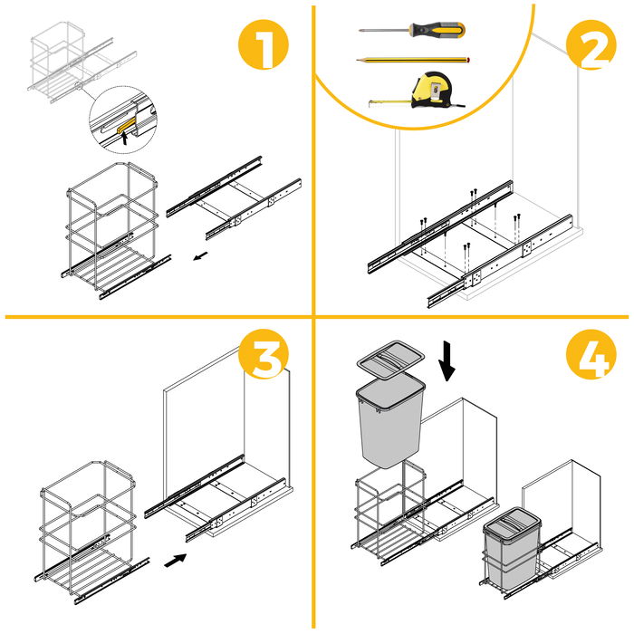 Emuca Poubelle de recyclage Recycle pour cuisine, 35 L, fixation par le bas et extraction manuelle, Plastique gris antracite