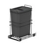 Emuca Poubelle de recyclage Recycle pour cuisine, 35 L, fixation par le bas et extraction manuelle, Plastique gris antracite