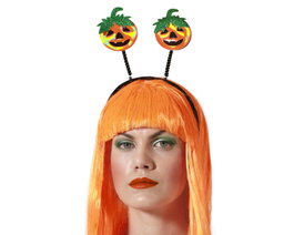 Serre-tête orange avec citrouilles pour Halloween et Carnaval