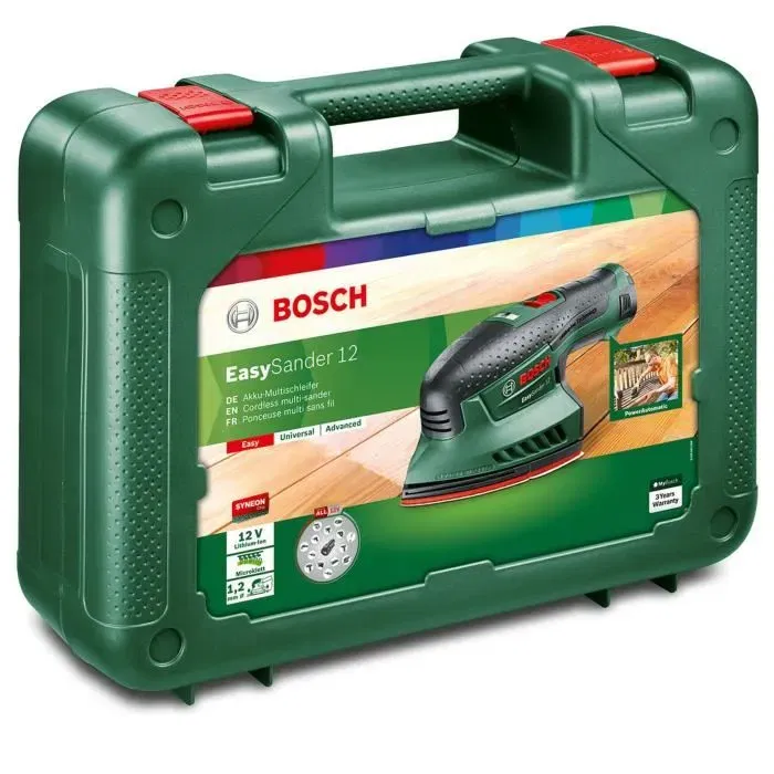 Bosch Ponceuse Multi sans fil EasySander 12 avec coffret et batterie 2,5Ah - Fonction PowerAutomatic, compacte et maniable