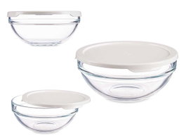Pasabahce Boîte de Conservation Ronde Chefs avec Couvercle Blanc 595 ml Verre et Plastique 14x6x14 cm (Set de 6)