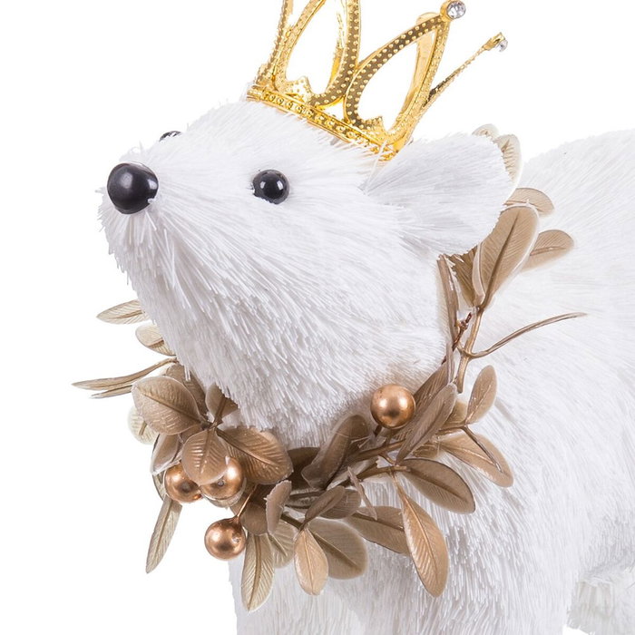 BigBuy Home Décoration de Noël Ours Blanc et Or BigBuy Home Décoration de Noël Ours Blanc et Or