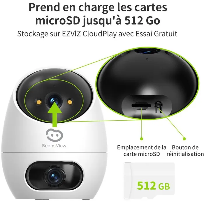 Beans View BEANS VIEW D220 Dual 2K Caméra de surveillance intérieure WiFi