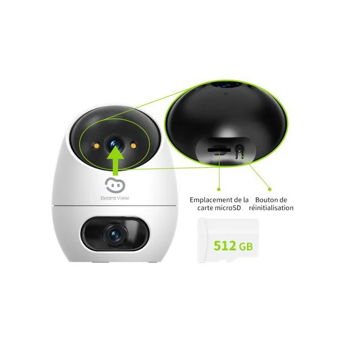 Beans View BEANS VIEW D220 Dual 2K Caméra de surveillance intérieure WiFi