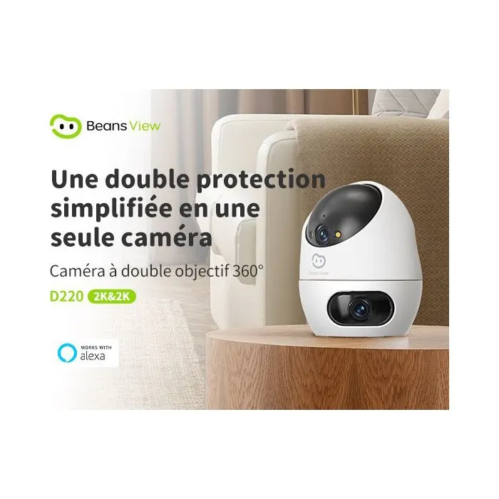 Beans View BEANS VIEW D220 Dual 2K Caméra de surveillance intérieure WiFi