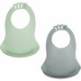 Thermobaby Lot de 2 bavoirs BIBOU Vert Céladon et Gris Charme