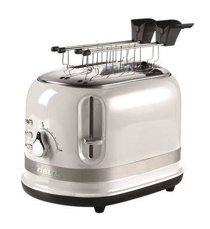 Ariete 149/01 Toaster Moderne 2 Fentes Blanc avec Pinces, 6 Niveaux de Dorure, Fonctions Décongélation et Réchauffage