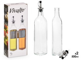 VIVALTO Set Huilier et Vinaigrier en Verre Transparent 500ml (Lot de 12)