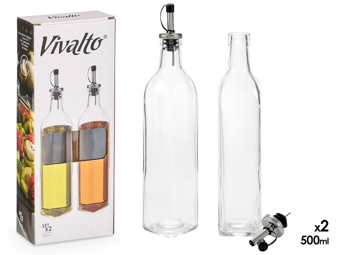 Vivalto Set Huilier Vinaigrier Verre 500 ml 12x31x6 cm Transparent (Set de 12) Vivalto Set Huilier Vinaigrier Verre 500 ml 12x31x6 cm Transparent (Set de 12)