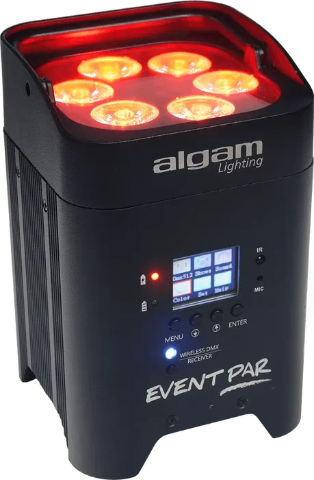 Algamlight Lot de 6 projecteurs LED 12W RGBWA+UV avec batterie, DMX sans fil, IR, IP20