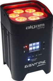 Algamlight Lot de 6 projecteurs LED 12W RGBWA+UV avec batterie, DMX sans fil, IR, IP20