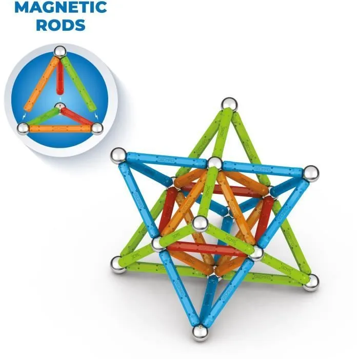 GEOMAG - Jeu de Construction Magnétique Supercolor 93 Pièces - Blocs Aimantés - Éducatif & Créatif pour Enfants dès 3 Ans - Modèle 385 - 100% Plastique Recyclé