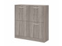 Giftdecor Armoire à chaussures en bois 2 étages 4 portes gris 80x82x24 cm