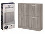 Giftdecor Armoire à chaussures en bois 2 étages 4 portes gris 80x82x24 cm