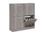 Giftdecor Armoire à chaussures en bois 2 étages 4 portes gris 80x82x24 cm