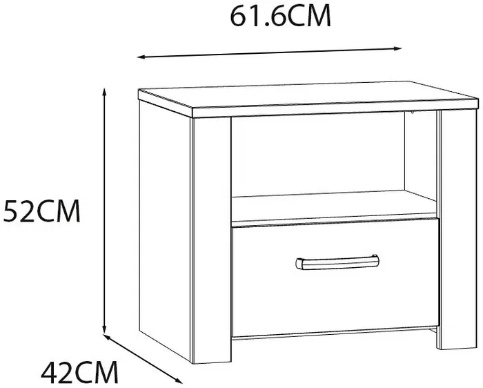 Chevet BOHOL 1 tiroir et 1 niche en chêne et blanc - Dimensions: 61,6 x 42 x 52 cm