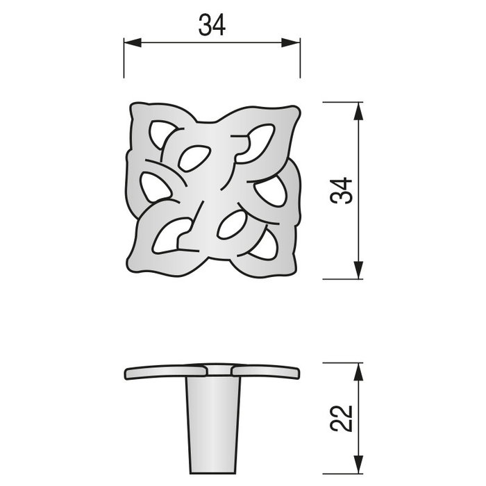 GIUSTI Pomo ZMK ADA 34X34 H22 1A - Poignée de porte en finition argent vieilli GIUSTI Pomo ZMK ADA 34X34 H22 1A - Poignée de porte en finition argent vieilli