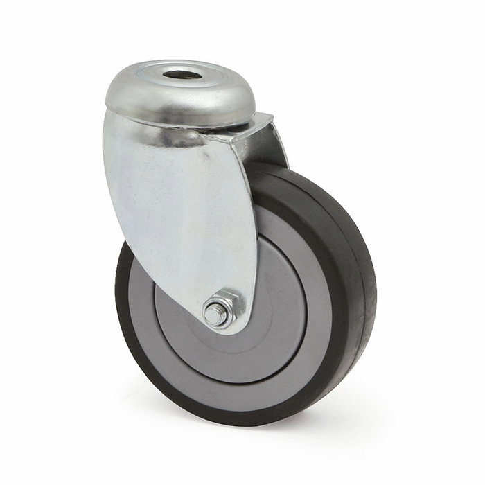 TENTE Roue pivotante Ø75 mm avec bande en gomme thermoplastique et support zingué TENTE Roue pivotante Ø75 mm avec bande en gomme thermoplastique et support zingué