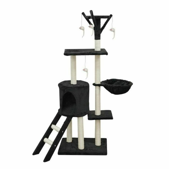 JIPSY Arbre à chat noir 79 x 34 x 138 cm avec niche et perchoir