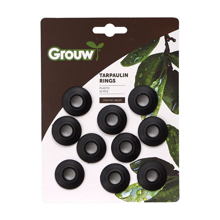 Grow Lot de 10 anneaux en plastique noirs pour stores et bâches - Ø2,8 x 0,7 cm