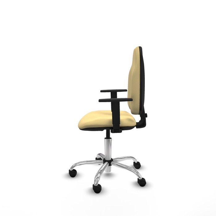 PIQUERAS Y CRESPO Chaise de bureau Algarra, Similicuir Crème, Mécanisme de contact permanent, Piètement chromé