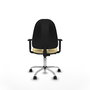 PIQUERAS Y CRESPO Chaise de bureau Algarra, Similicuir Crème, Mécanisme de contact permanent, Piètement chromé