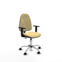 PIQUERAS Y CRESPO Chaise de bureau Algarra, Similicuir Crème, Mécanisme de contact permanent, Piètement chromé