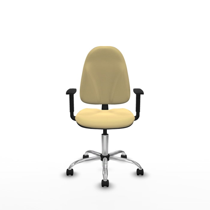 PIQUERAS Y CRESPO Chaise de bureau Algarra, Similicuir Crème, Mécanisme de contact permanent, Piètement chromé
