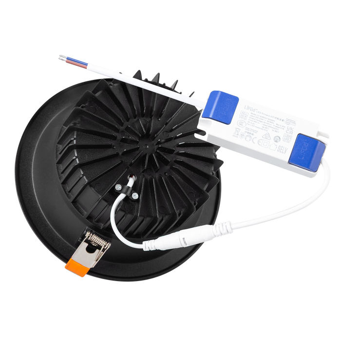 Spot LED Circulaire Downlight 20W 2000Lm 6000K Noir Anti-éblouissant UGR19