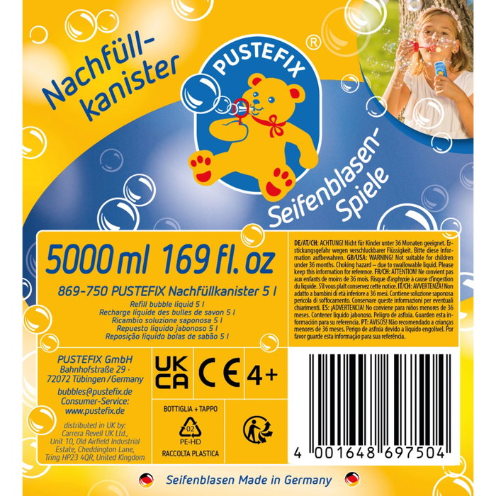 Pustefix Bidon de recharge de bulles de savon 5L