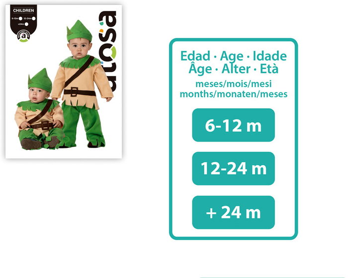 Déguisement Bébé Lutin ou Robin des Bois 3 Pièces - Pantalon, Chemise et Chapeau Vert Brun - Taille 6-12 Mois